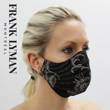 Load image into Gallery viewer, Unisex Adult Mask in Black Beige Floral Glitter Print
