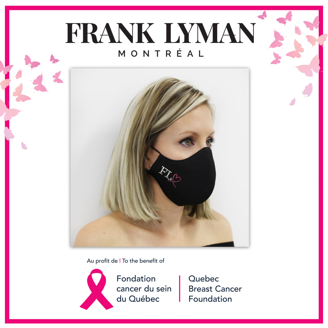 Unisex Adult Mask Quebec Breast Cancer Foundation in Black Solid Color