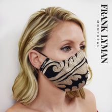 Load image into Gallery viewer, Unisex Adult Mask in Gold Black Brocade
