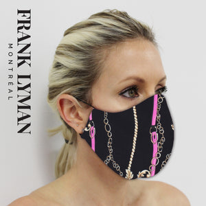 Masque unisexe pour adultes de couleur fuchsia imprimé en chaine