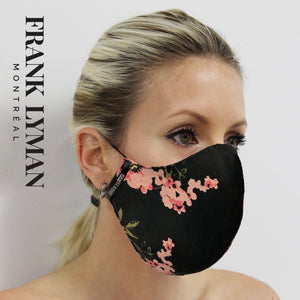 Masque unisexe pour adultes en imprimé fleuri noir rose